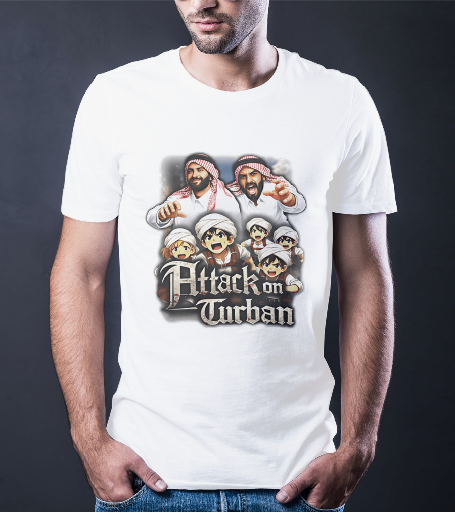 Attack On Turban Anime Characters And Traditional Attire T-Shirt