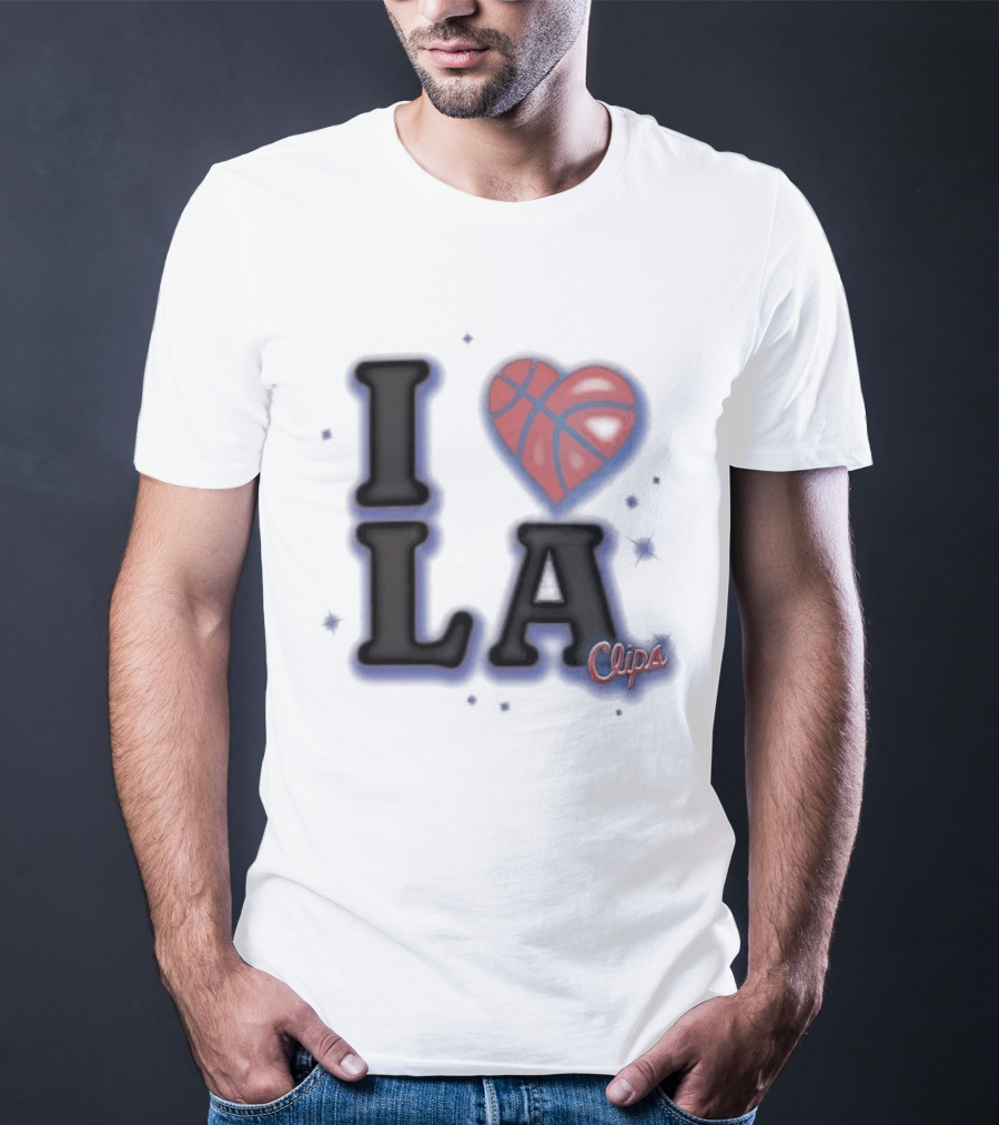 I Love LA Los Angeles Clippers Basketball Heart Logo Clips T-Shirt