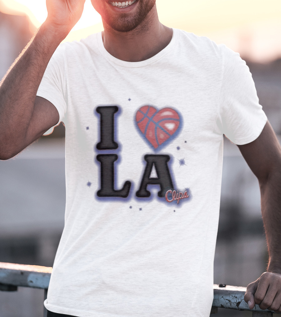 I Love LA Los Angeles Clippers Basketball Heart Logo Clips T-Shirt