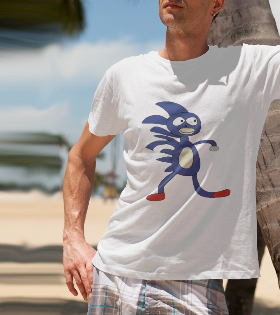 Sanic Meme Blue Hedgehog Parody Drawing T-Shirt