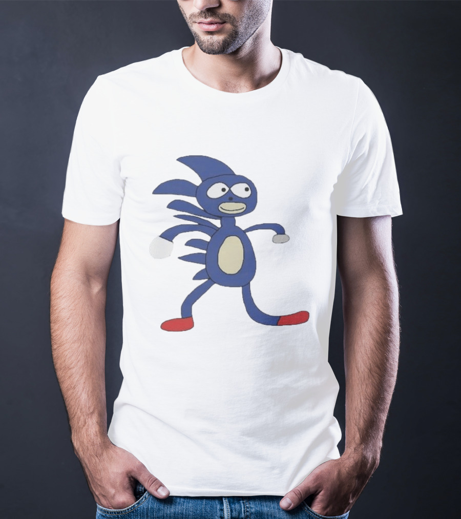 Sanic Meme Blue Hedgehog Parody Drawing T-Shirt