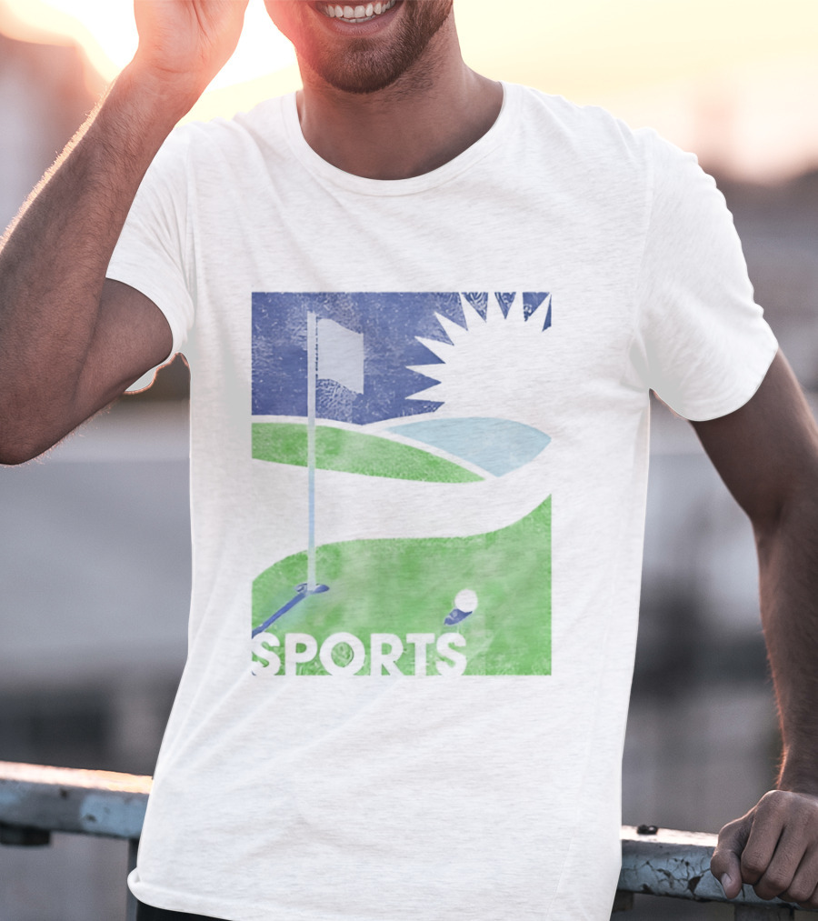 Golf Course Scenery Sports Landscape Sun Flag Ball T-Shirt