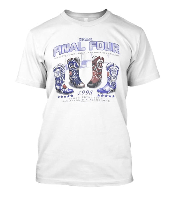 NCAA Final Four 1998 Kentucky California Utah North Carolina Cowboy Boots T-Shirt