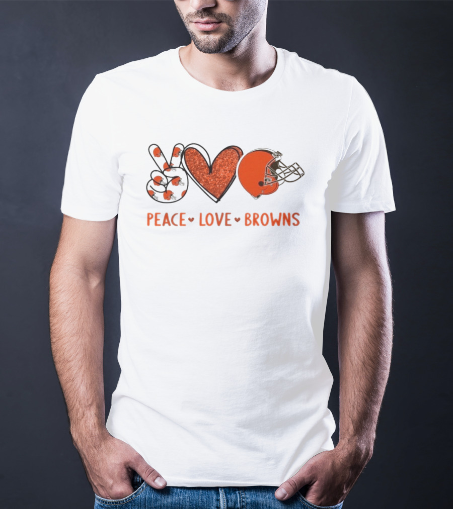 Peace Love Cleveland Browns Football Helmet Fan T-Shirt