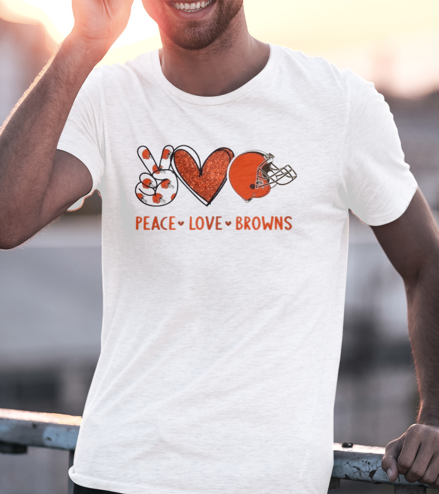 Peace Love Cleveland Browns Football Helmet Fan T-Shirt