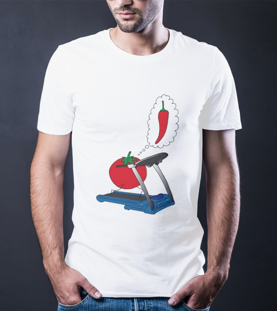 Tomato Dreaming Of Chili On Treadmill Funny Food Meme T-Shirt