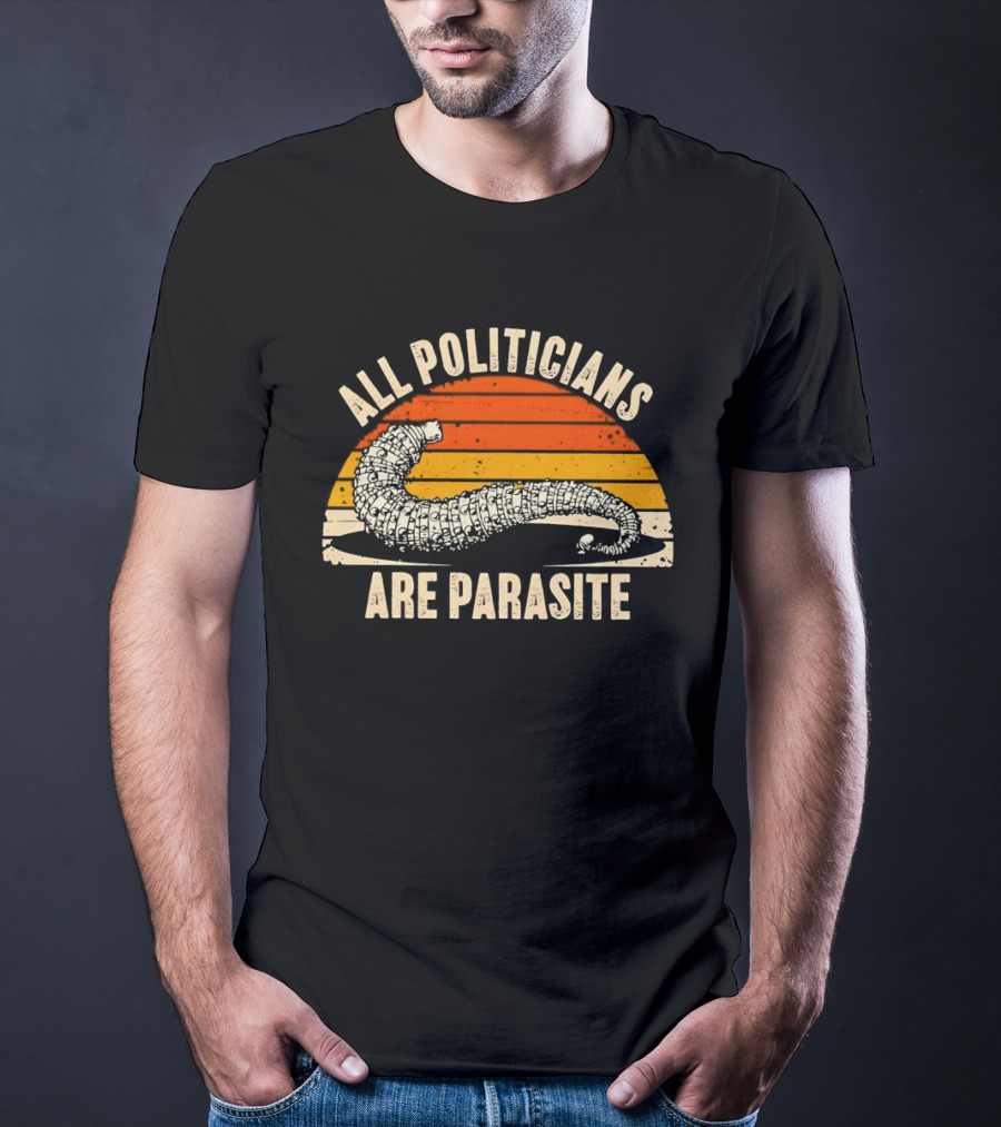 All Politicians Are Parasite Retro Sunset T-Shirt
