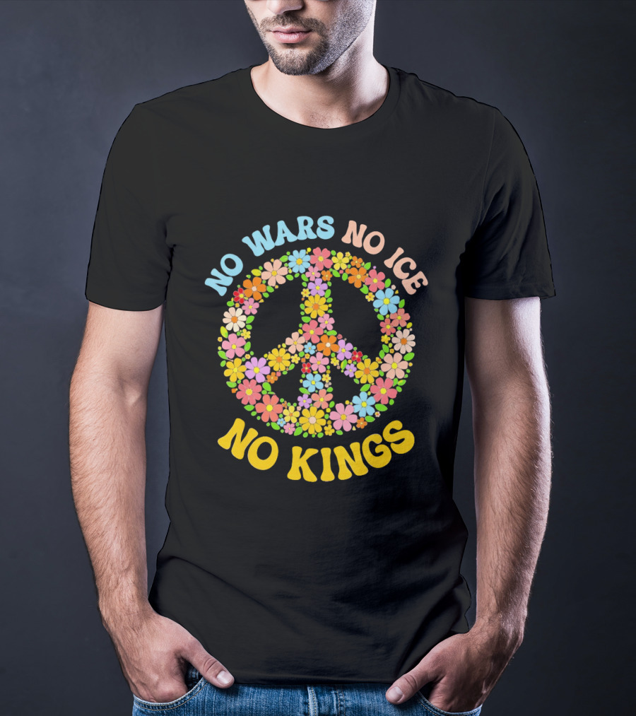 No Wars No Ice No Kings Peace Floral Motif T-Shirt