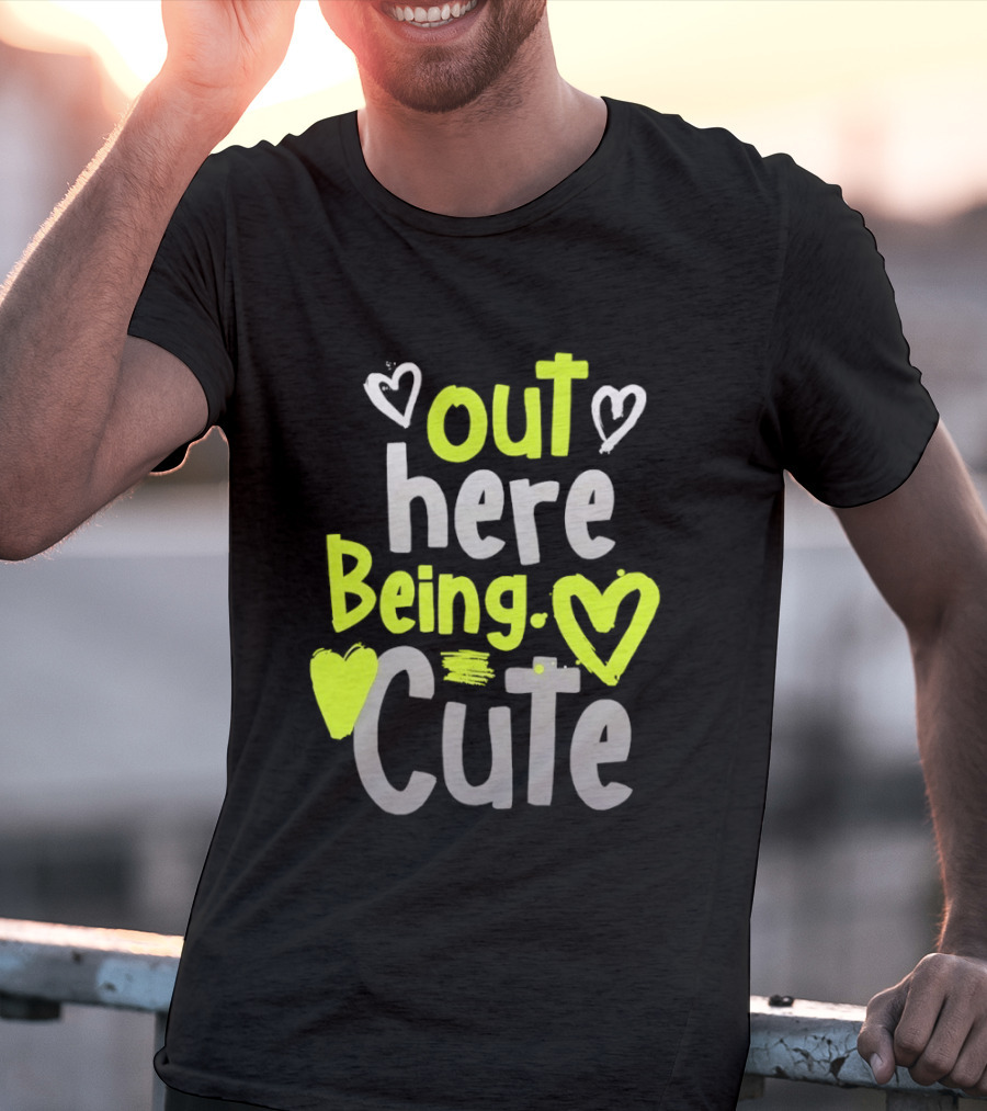 Out Here Being Cute With Heart And Love Illustrations T-Shirt