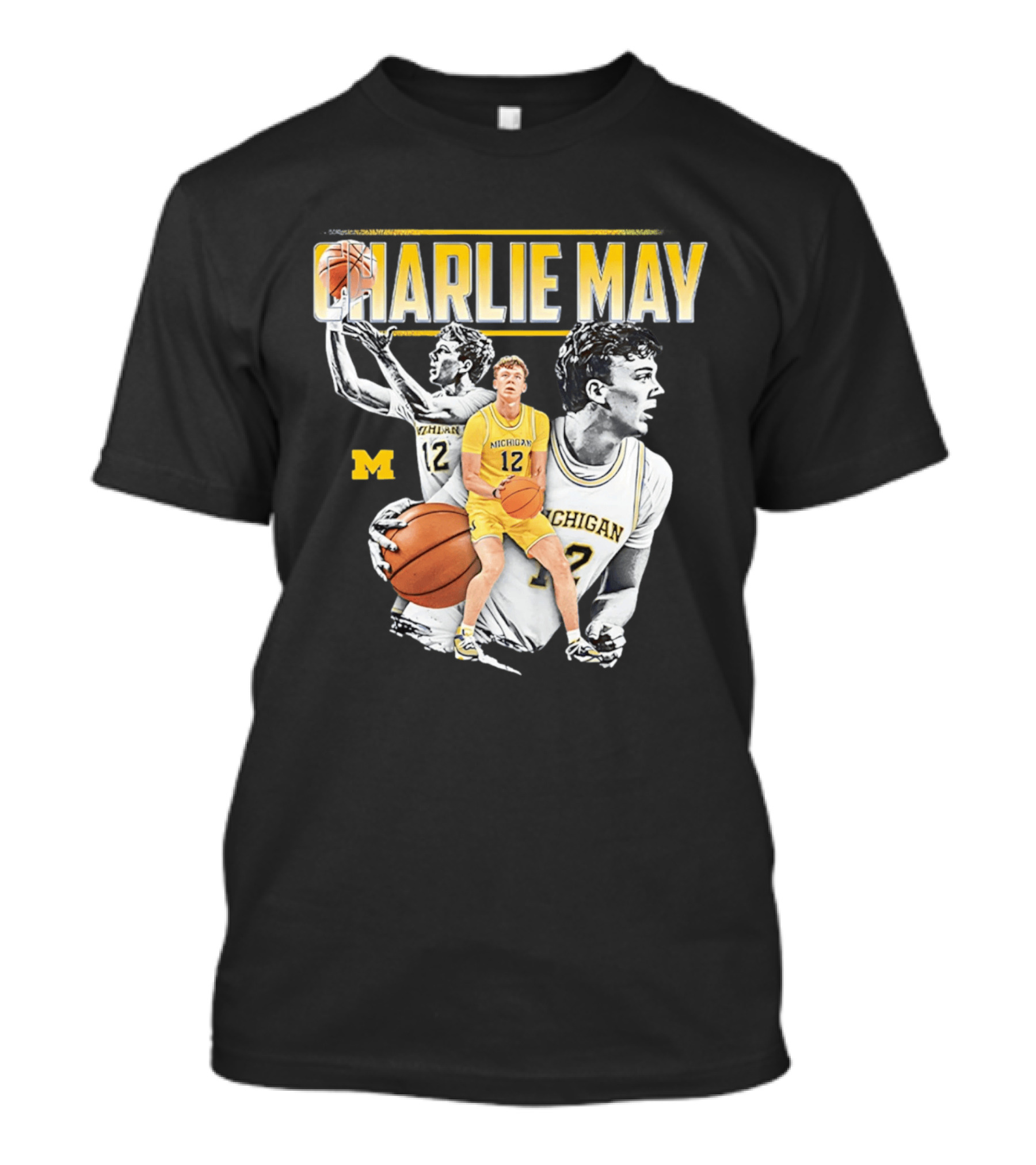 Charlie May Michigan Basketball NCAA Number 12 Collage T-Shirt