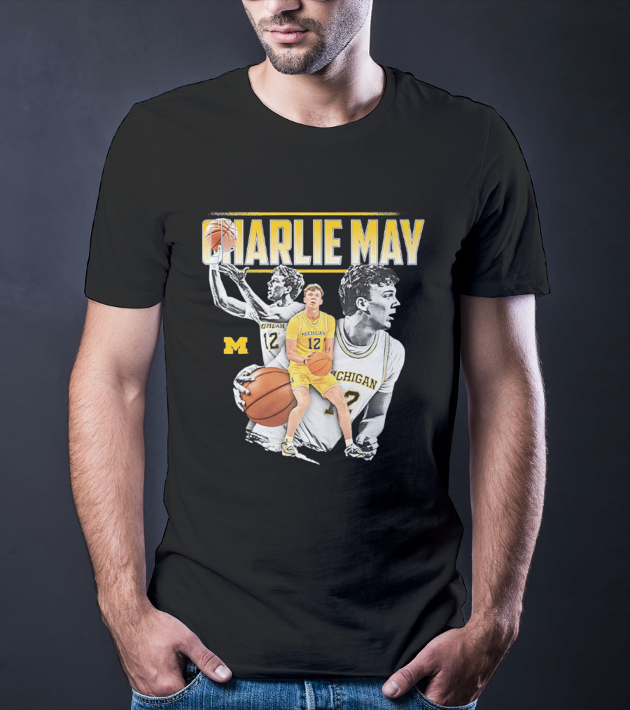 Charlie May Michigan Basketball NCAA Number 12 Collage T-Shirt