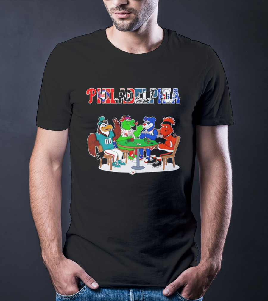 Philadelphia Mascots Playing Poker Cards T-Shirt