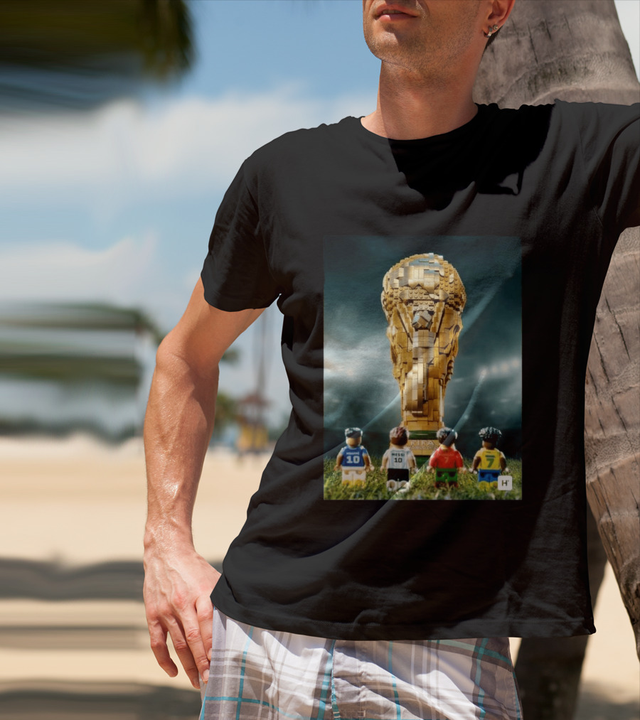 LEGO Football Legends FIFA World Cup 2026 Trophy Lionel Messi Cristiano Ronaldo Kylian Mbappé Vinicius Junior T-Shirt
