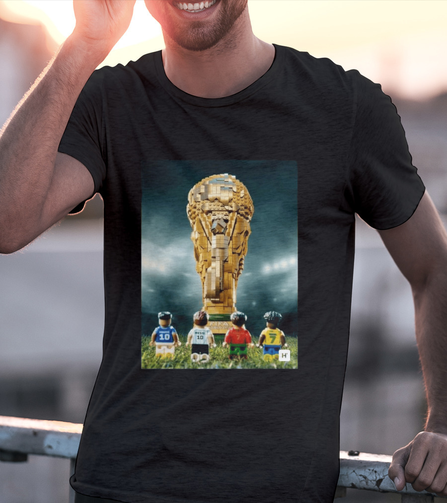 LEGO Football Legends FIFA World Cup 2026 Trophy Lionel Messi Cristiano Ronaldo Kylian Mbappé Vinicius Junior T-Shirt