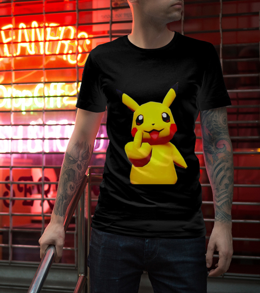 Pikachu Pokémon Middle Finger Gesture T-Shirt