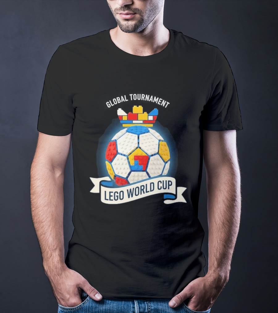 Global Tournament Lego World Cup Soccer Ball Block Crown T-Shirt