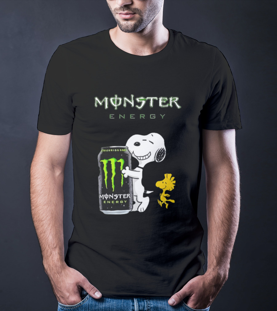 Snoopy And Woodstock Hugging Monster Energy Can Collaboration T-Shirt