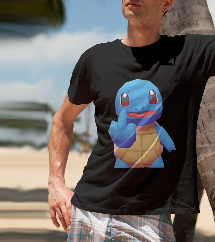 Squirtle Pokémon Gesture Middle Finger Playful Attitude T-Shirt