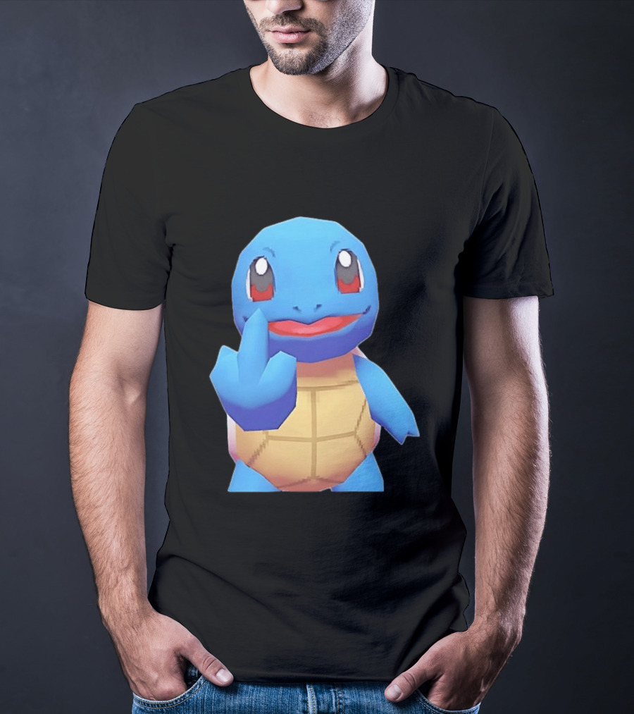 Squirtle Pokémon Gesture Middle Finger Playful Attitude T-Shirt