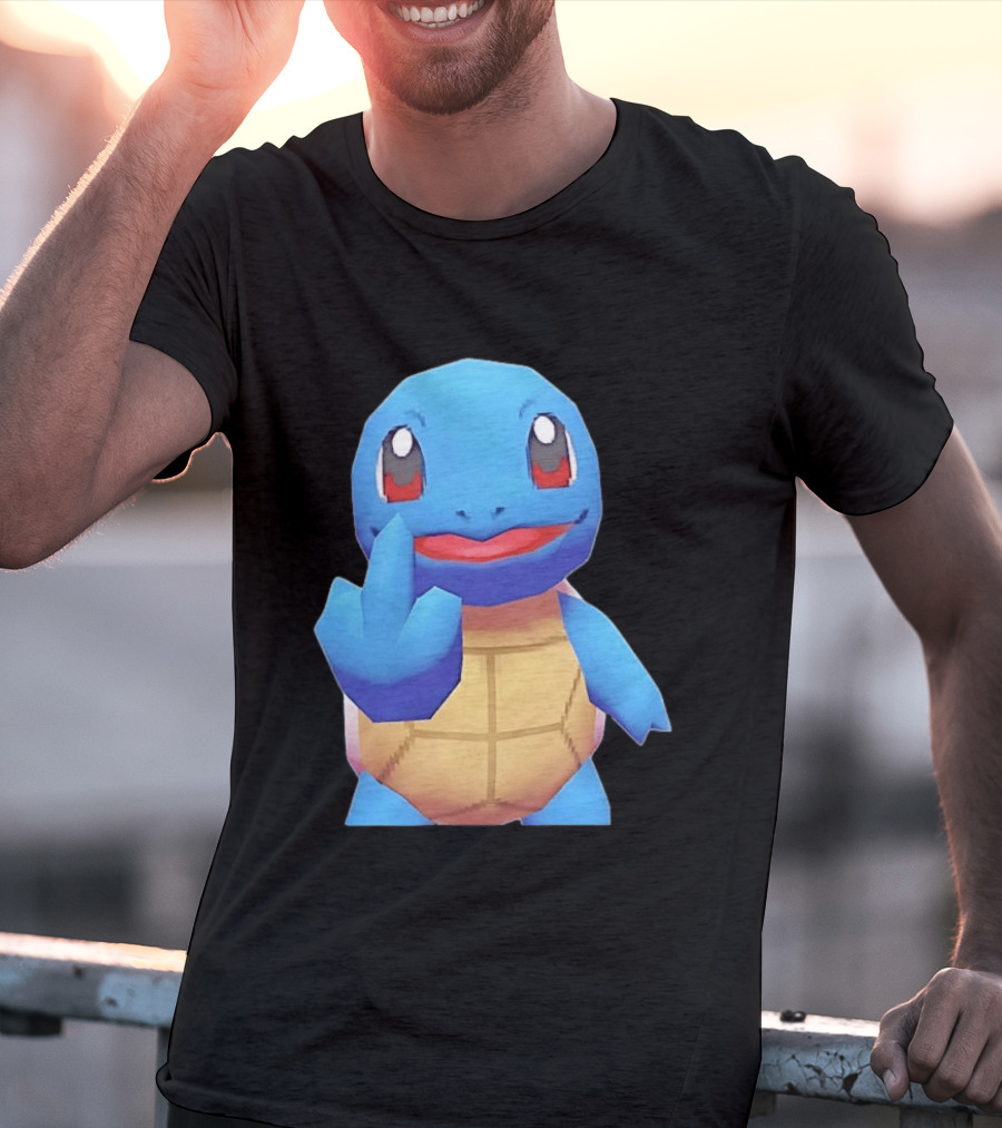 Squirtle Pokémon Gesture Middle Finger Playful Attitude T-Shirt