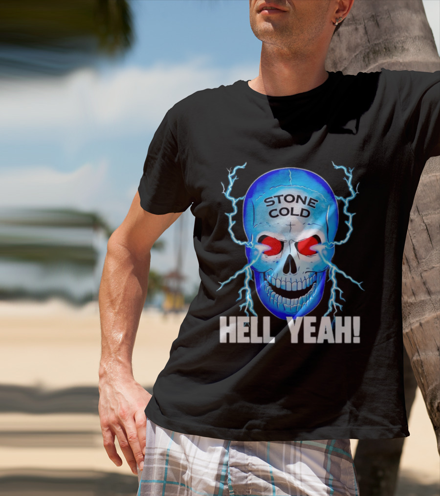 Stone Cold Steve Austin Skull Hell Yeah Electric Blue Lightning T-Shirt