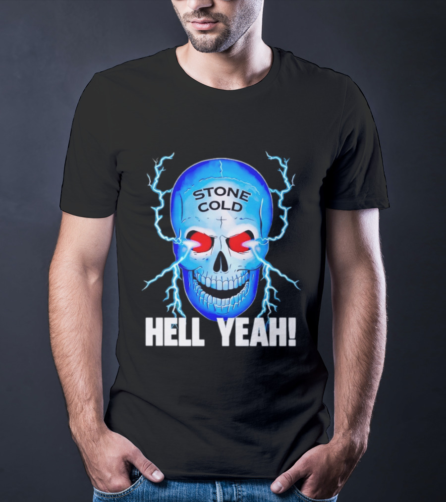 Stone Cold Steve Austin Skull Hell Yeah Electric Blue Lightning T-Shirt