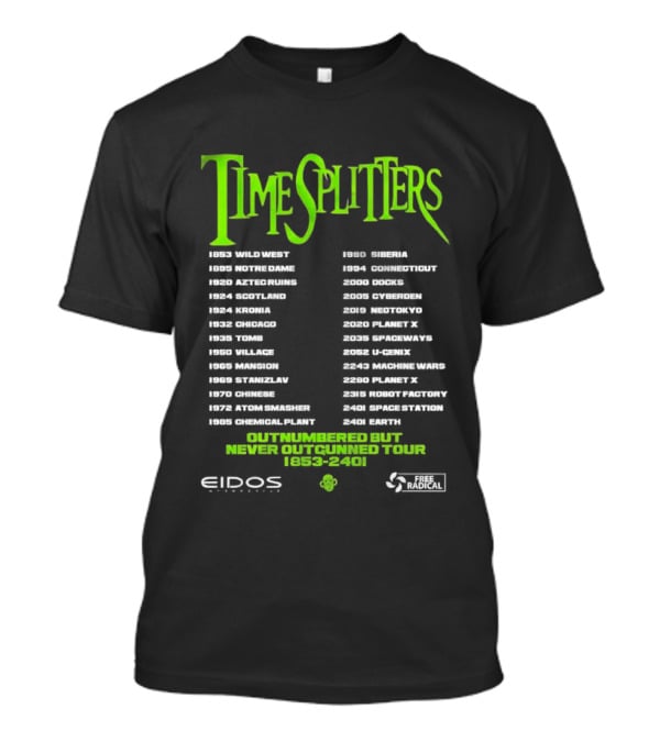 Timesplitters Outnumbered But Never Outgunned Tour 2005 2006 Eidos Free Radical T-Shirt