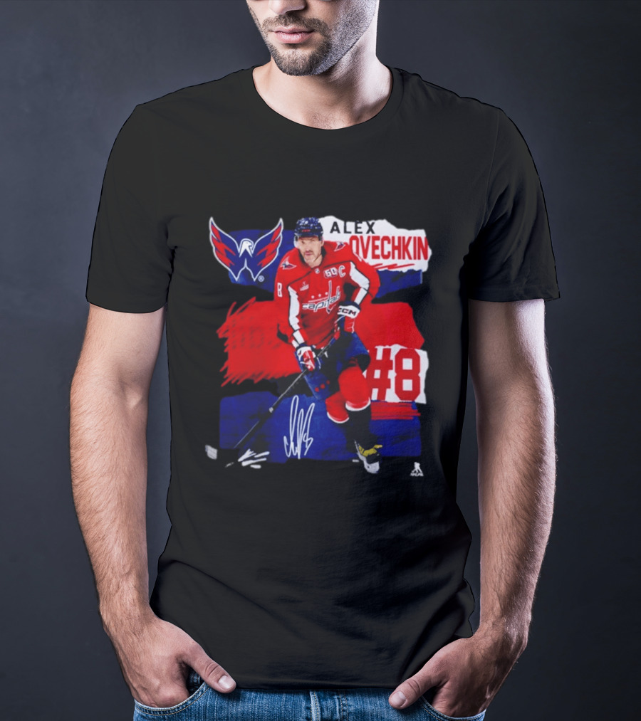 Washington Capitals Alex Ovechkin #8 Hockey Signature T-Shirt