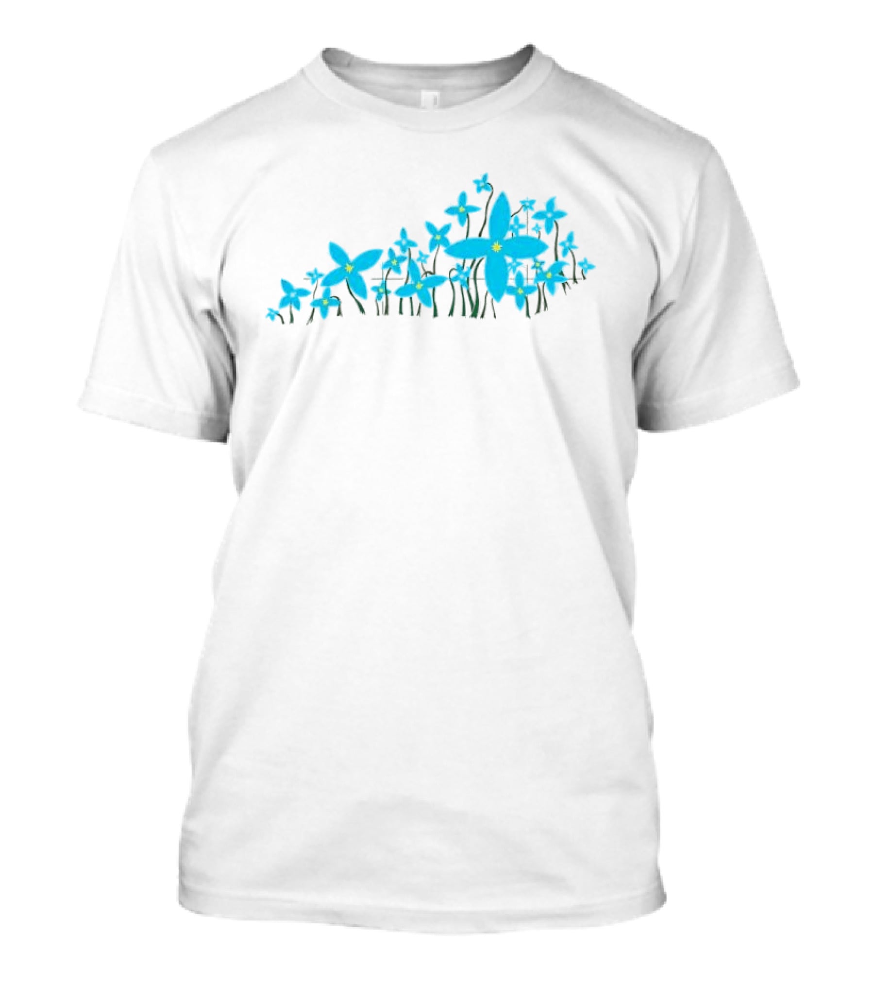 Blue Pea Flower Azure Bluet KY Shape Floral Arrangement T-Shirt
