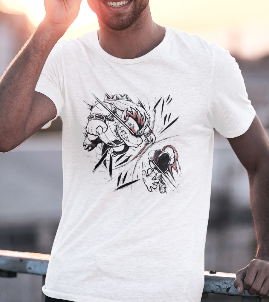 Bowser Vs Mario Epic Showdown Battle Sketch T-Shirt