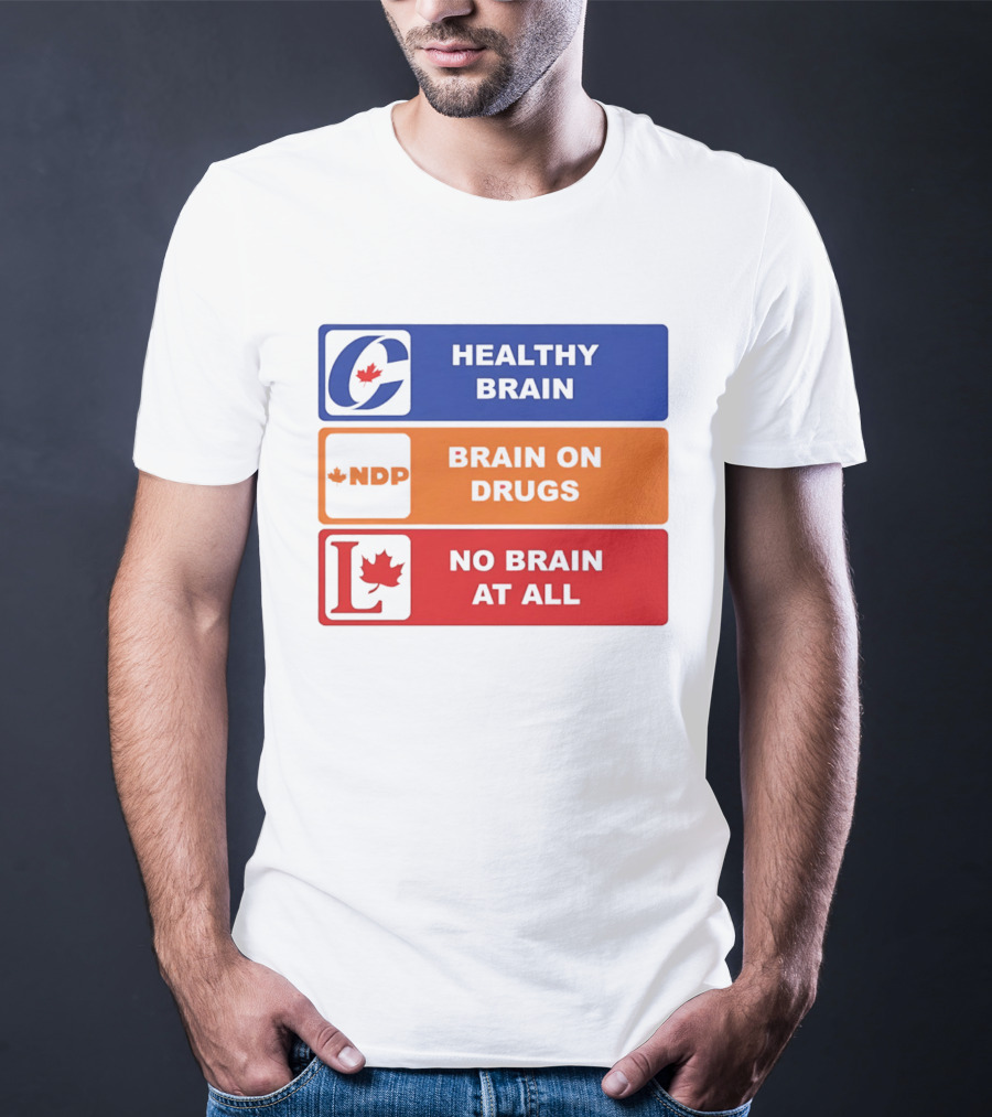 Healthy Brain Brain On Drugs No Brain At All Political Labels T-Shirt