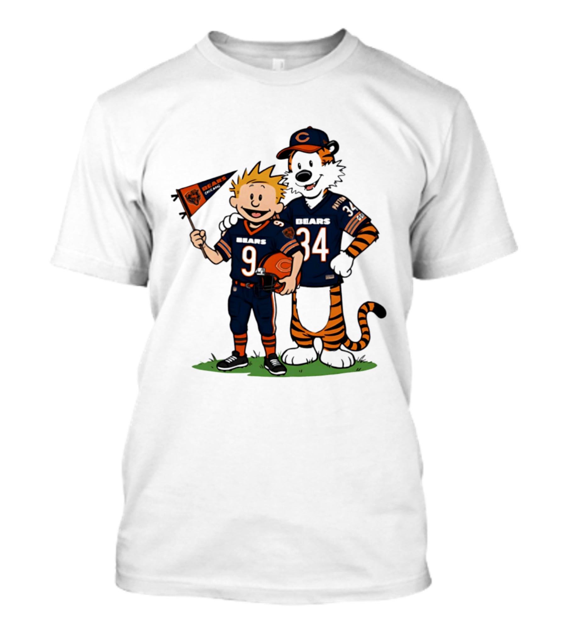 Calvin Hobbes Bears 9 34 Football Fan Outfit T-Shirt