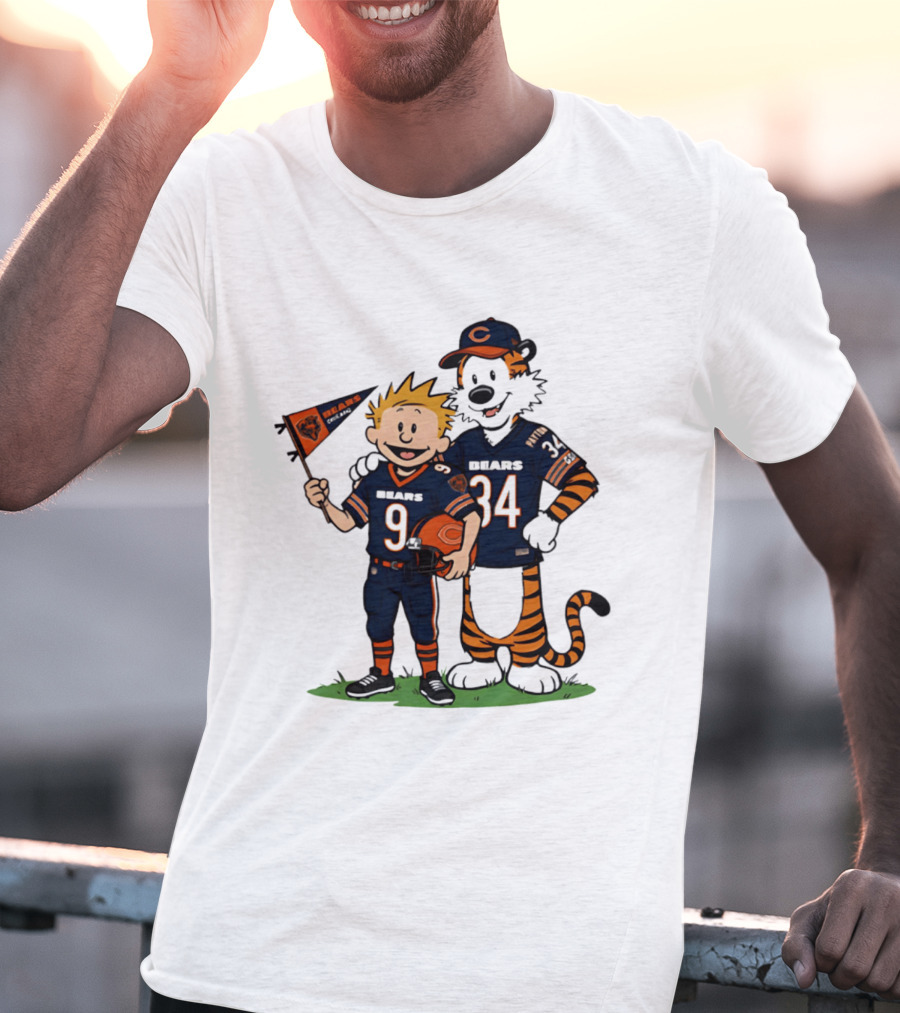 Calvin Hobbes Bears 9 34 Football Fan Outfit T-Shirt