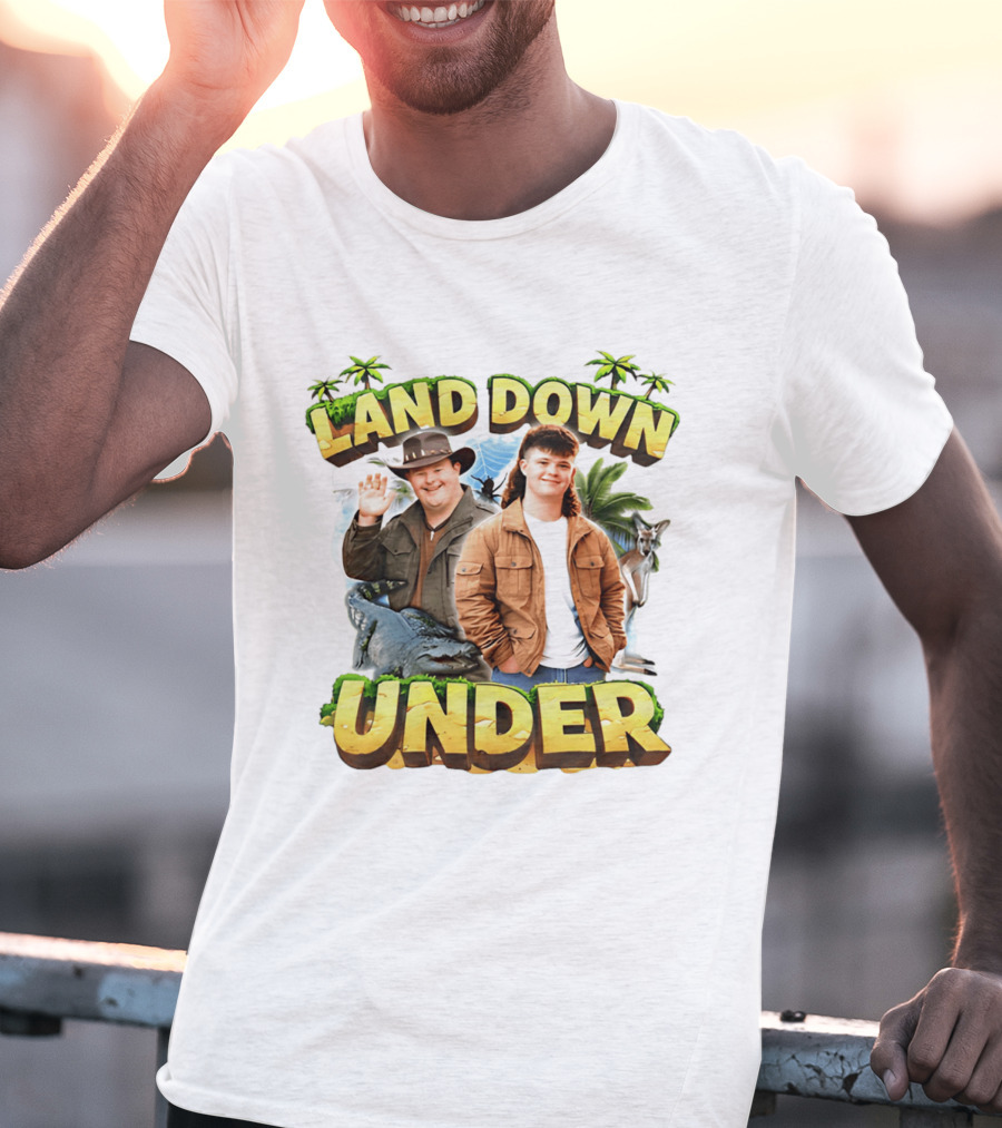 Land Down Under Crocodile And Kangaroo Theme Australia T-Shirt