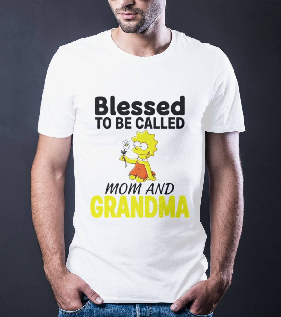 Blessed To Be Called Mom And Grandma Simpsons Character Holding Flower T-Shirt