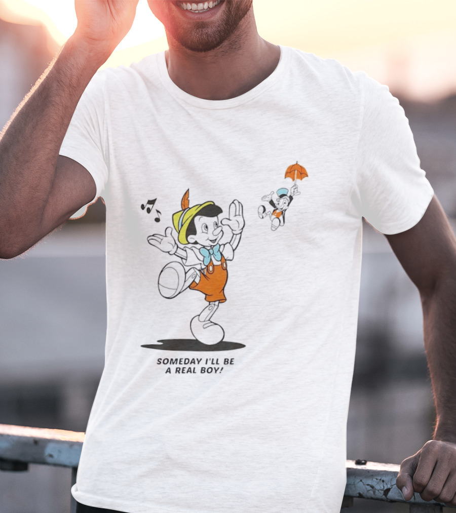 Disney Someday I'll Be A Real Boy Mickey Mouse Pinocchio T-Shirt