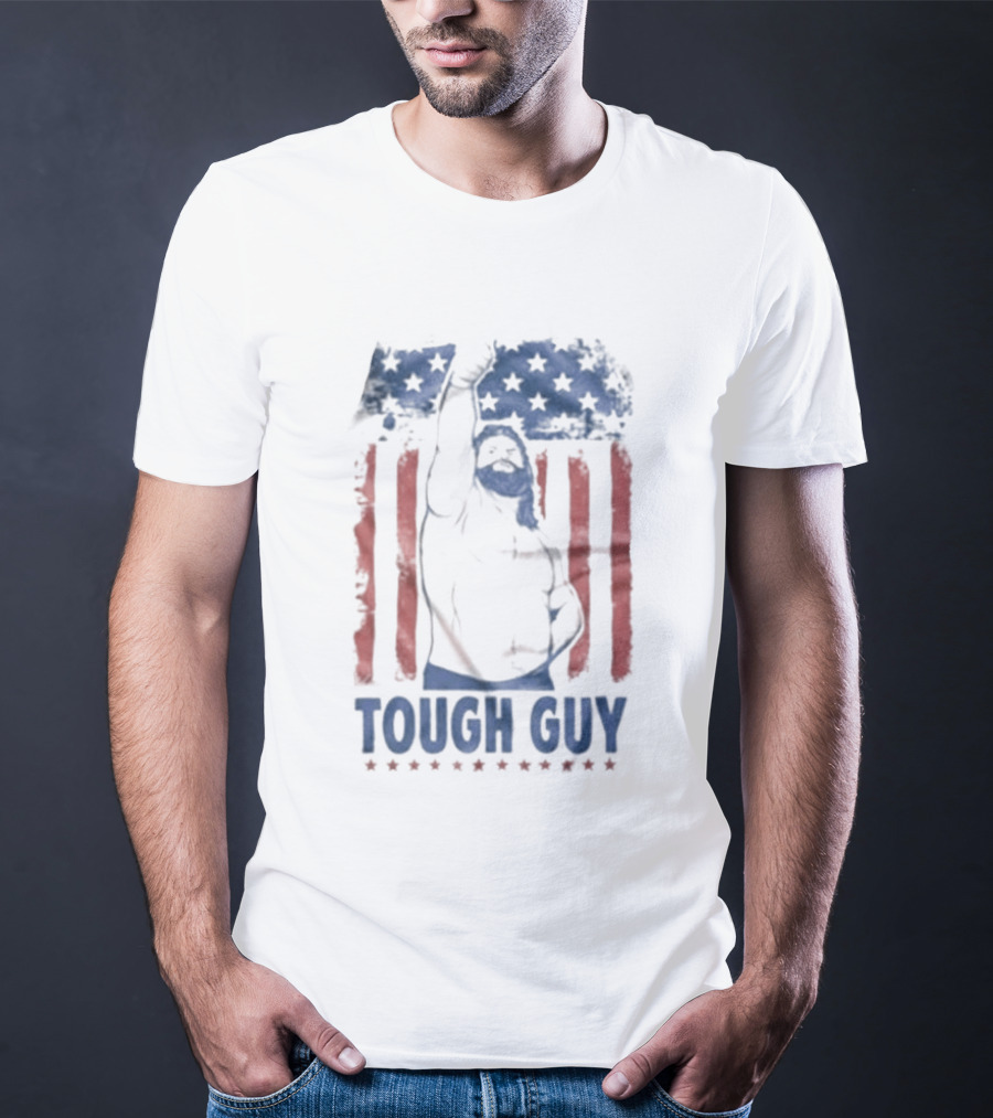 Hacksaw Jim Duggan Tough Guy American Flag Patriotic Wrestling T-Shirt