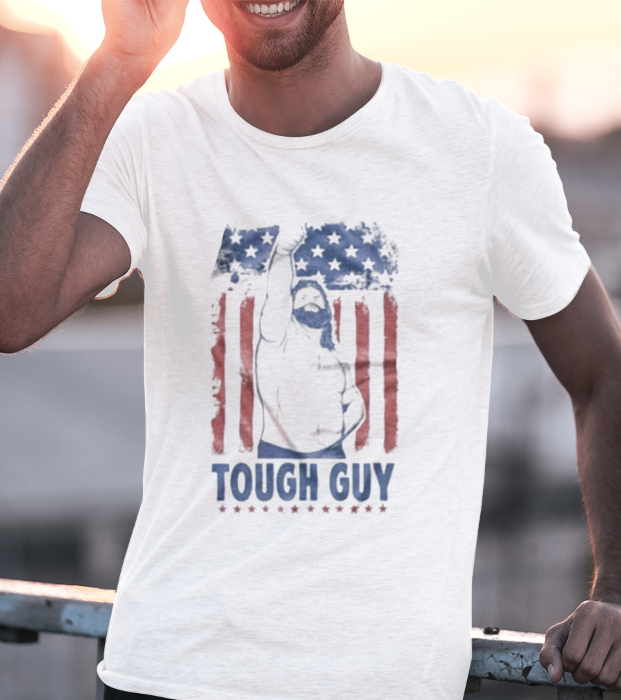 Hacksaw Jim Duggan Tough Guy American Flag Patriotic Wrestling T-Shirt