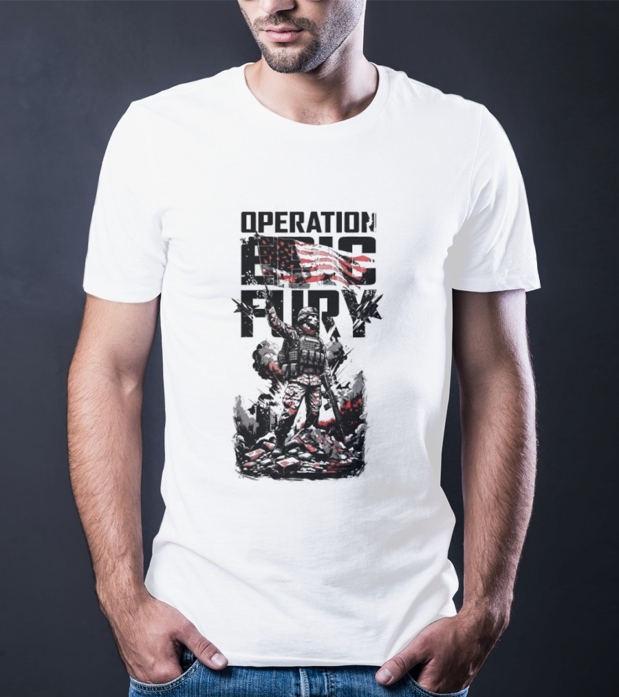 Operation Epic Fury American Flag Soldier 2.0 T-Shirt