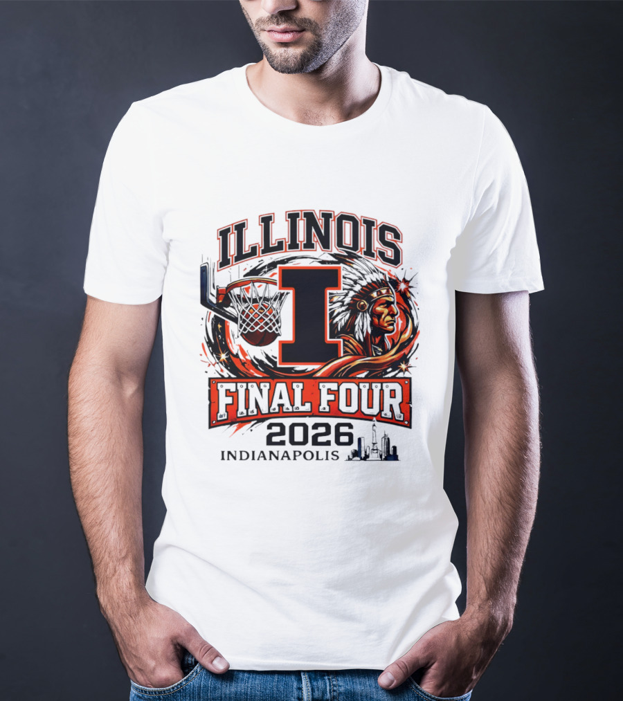 Illinois Basketball Final Four 2026 Indianapolis I Logo And Native American T-Shirt
