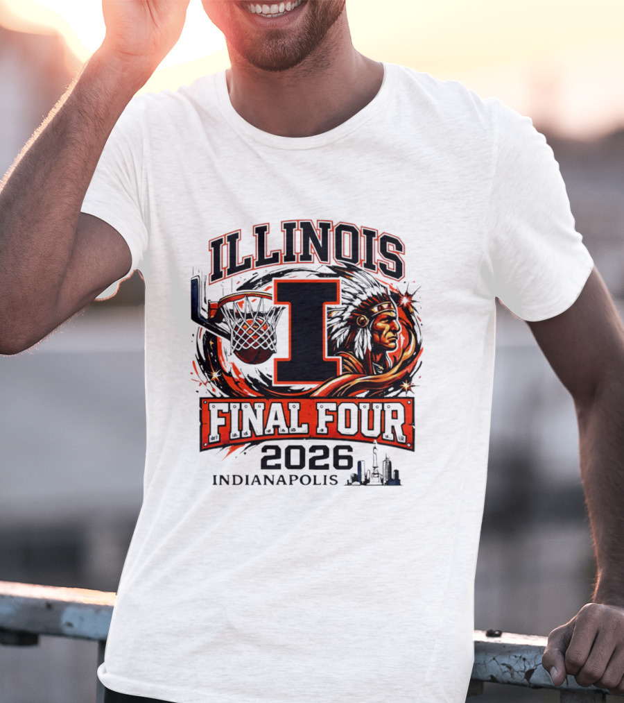 Illinois Basketball Final Four 2026 Indianapolis I Logo And Native American T-Shirt