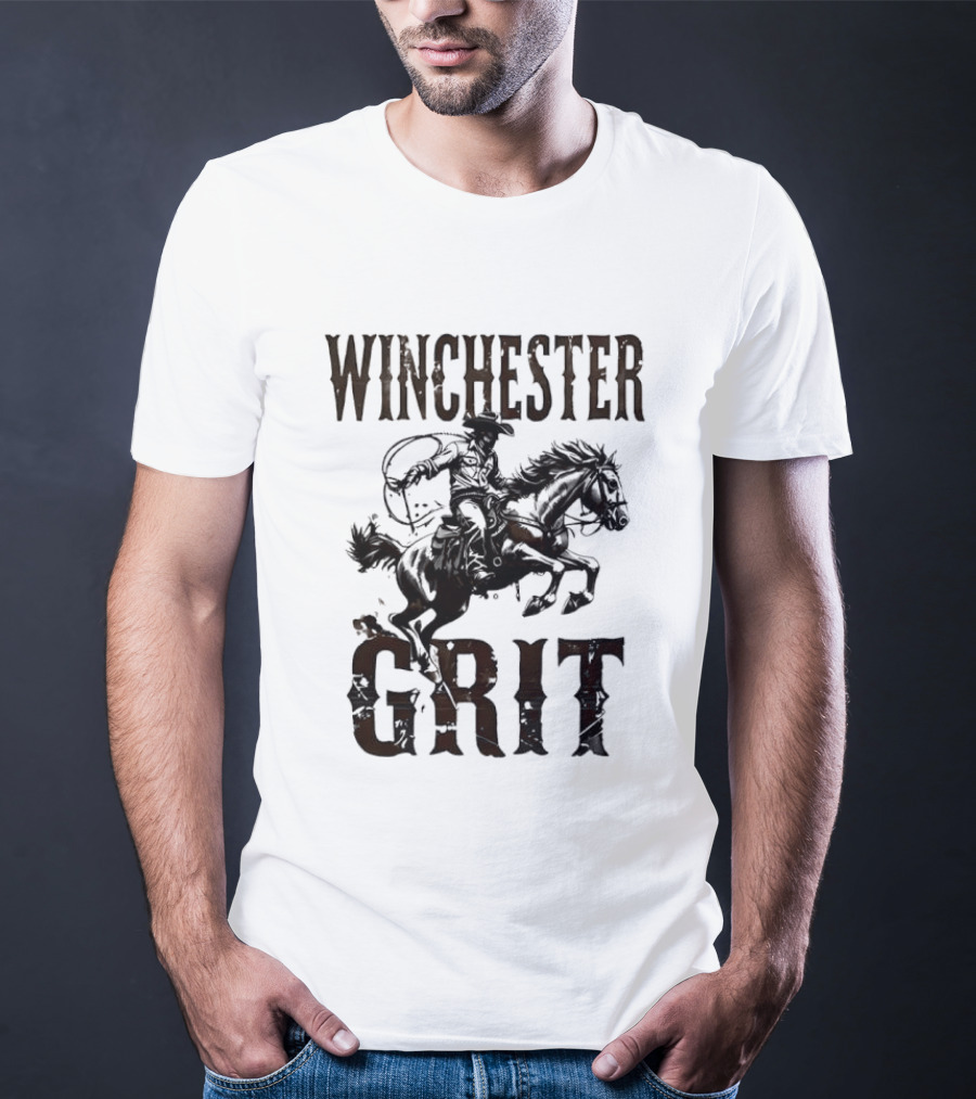 Winchester Grit Cowboys Horses Western Rider T-Shirt