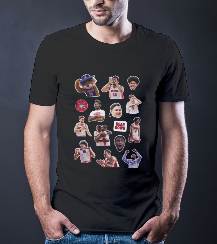 Arizona Wildcats 2026 NCAA Men's Basketball Bear Down Team Stickers T-Shirt