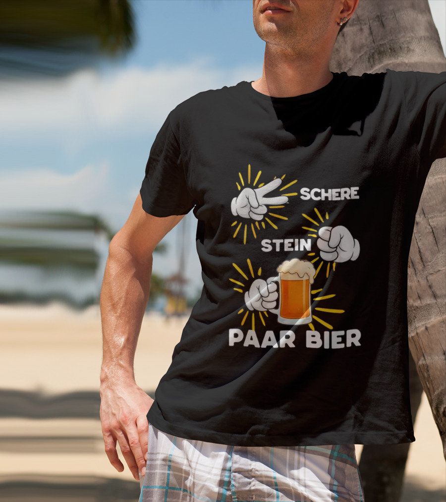 Bachelor Party Schere Stein Paar Bier Fun Celebration T-Shirt