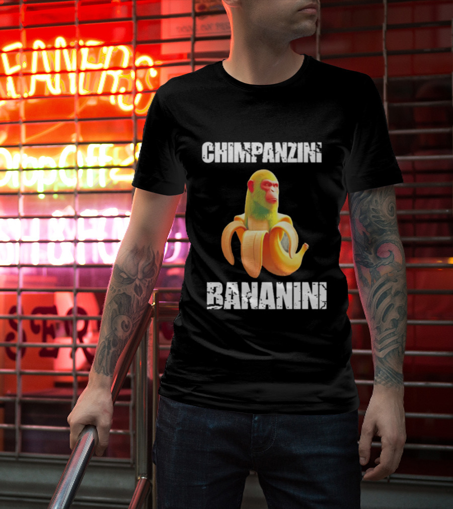 Chimpanzins Bananine Monkey Peeling A Banana T-Shirt