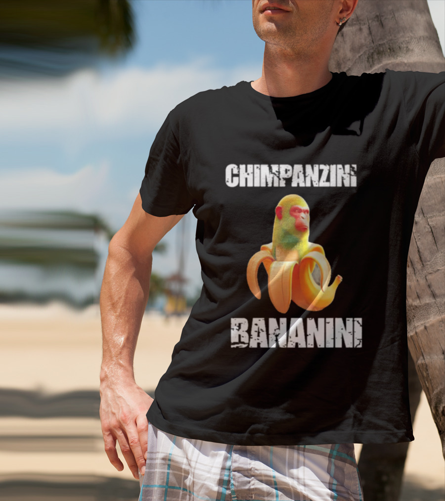 Chimpanzins Bananine Monkey Peeling A Banana T-Shirt