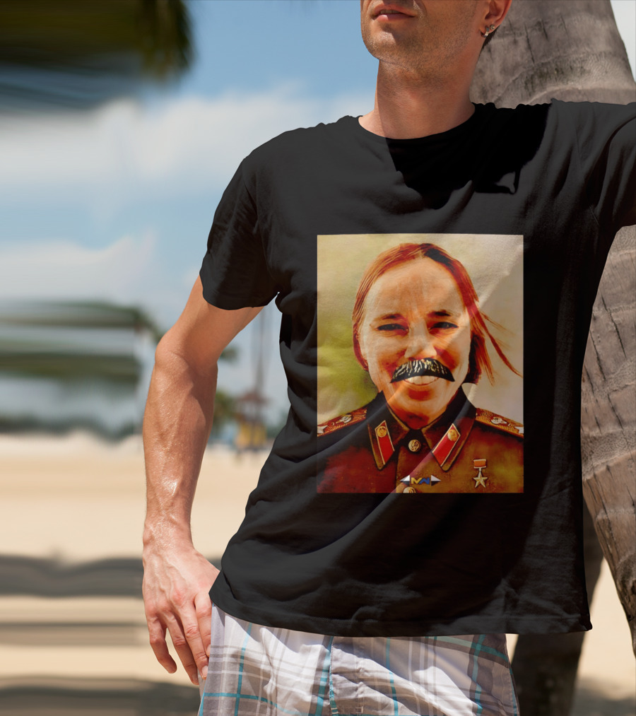 Comrade Bellows Military Portrait Caricature With Mustache T-Shirt