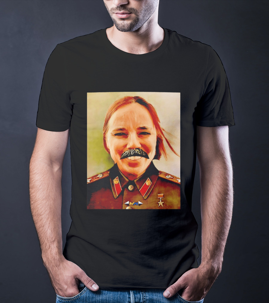Comrade Bellows Military Portrait Caricature With Mustache T-Shirt