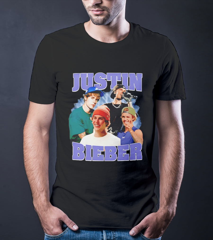 Justin Bieber Singing And Smiling With Various Iconic Looks T-Shirt