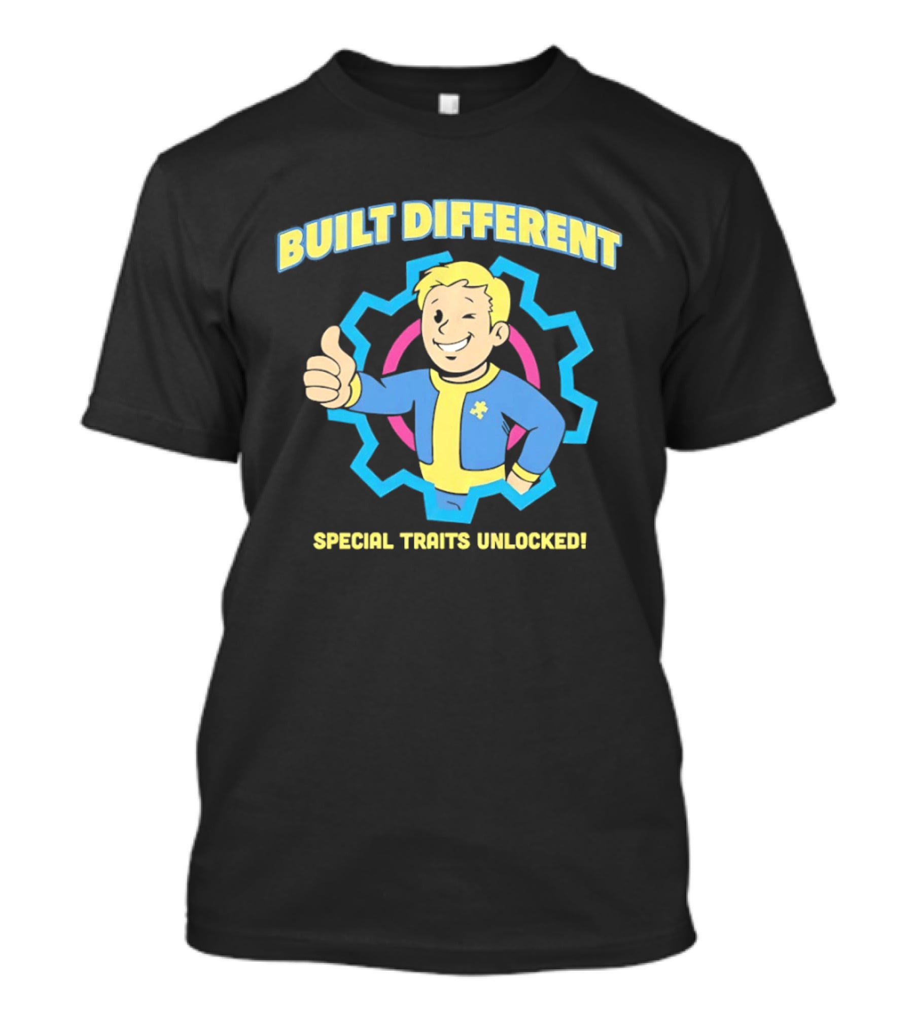 Fallout Built Different Vault Boy Special Traits Unlocked T-Shirt